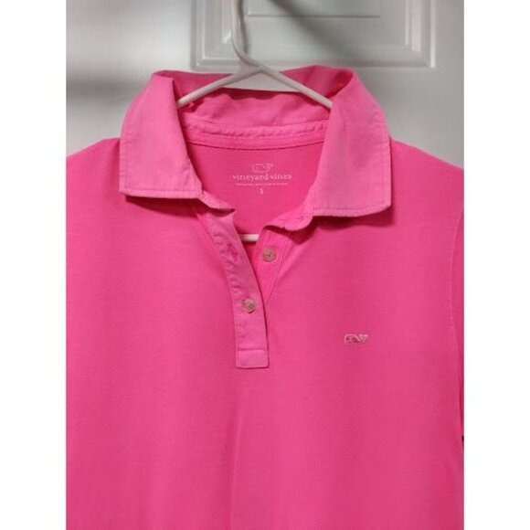 Vineyard Vines Embroidered Henley Polo Shirt Dress Cap Sleeve Pink Women's Small - Picture 7 of 13